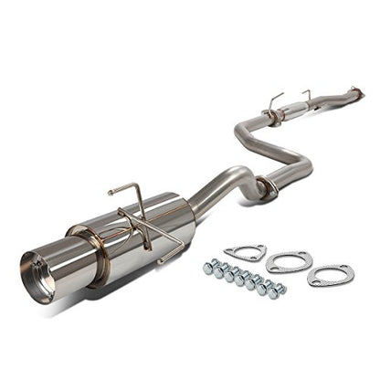 DNA MOTORING CBE-HC923-BT Muffler CatBack Exhaust System [Compatible with 92-95 Honda Civic Hatchback SOHC] - style: Round Burnt