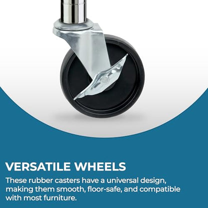 Honey-Can-Do SHF-01939 4-Inch Caster Roller Wheels for HCD Shelving Unit, Set of Four,Black - color: Grey