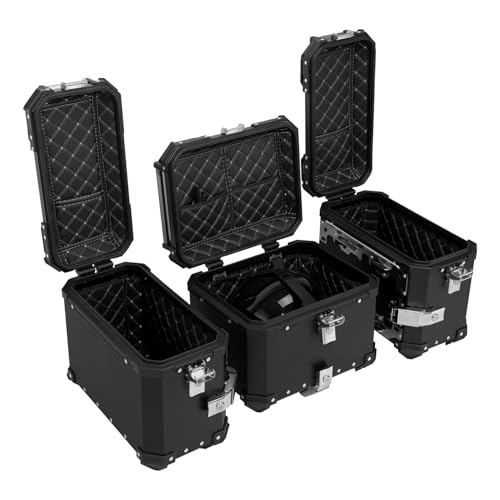 TCT-MOTORPARTS Aluminum Trunk Luggage Top Case & Pannier Side Case Fits for BMW R1300GS 2023-2025 - color: Black Saddlebags (36L)+Trunk (45L)