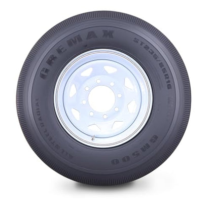GREMAX All Steel Trailer Tire Wheel ST235/85R16 14PR 8X6.5" White Spoke Pk2 - size: ST235/85R16-14-Ply