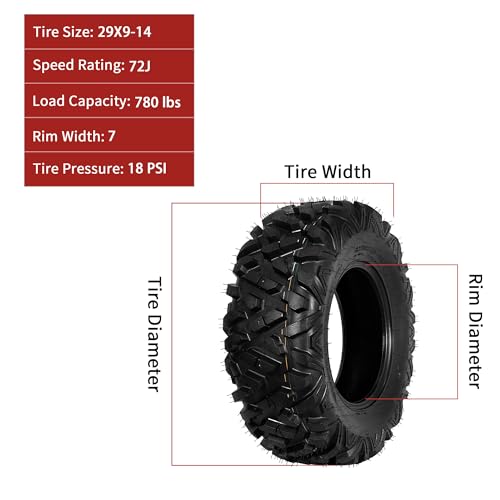 GarveeTech ATV Tires, 2 Pack 29x9-14 29x9x14 ATV UTV All Terrain Tires for Trail, Desert, Mud, Dirt, Street, Sand, 6PR Tubeless - size: AT29X9-14, style: Pattern A