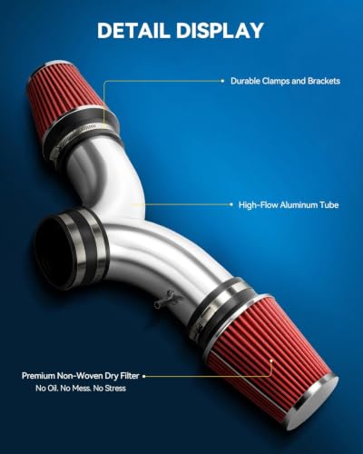 PHILTOP 3.5" Cold Air Intake Kit for 1999-2004 Jeep Grand Cherokee 4.7L,Red - color: Red, size: 1999-2004 Grand Cherokee