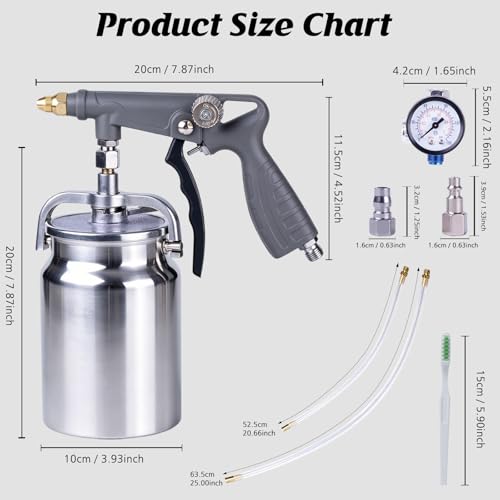 GS Undercoating Spray Gun Kit - Versatile Undercoating Gun for Vehicles, Truck Bed Liner, Rubberized Rust Proofing, Includes Suction Feed Cup & 360° Spray Hose