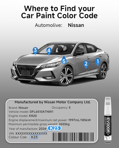 Touch Up Paint Compatible with Nissan Exact Match 2 in 1 Touch up Paint for Chips and Nicks Repair (Brilliant Silver Metallic(K23) Compatible with All Models) - color: Brilliant Silver Metallic(K23) Compatible with All Models