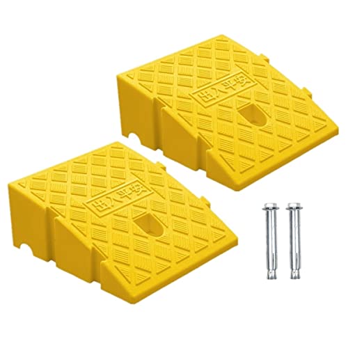 2Pack Curb Ramp, Portable Lightweight Heavy Duty Plastic Driveway Curb Ramps for Low Cars,Motorcycle Ramp,Curb Ramps (4.33 inch High) - size: 4.33 inch High