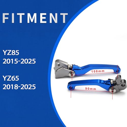 Motorcycle Brake Clutch Lever Pivot Levers Set Adjustable CNC for YZ85 2015-2025 YZ65 2018-2025 YZ 65 85 Dirt Pit Bike Blue - color: Blue