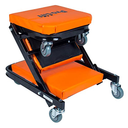 Pro-LifT Foldable Z Creeper 2-in-1 Rolling Car Creeper & Seat, 40" - color: Orange