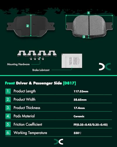 SCITOO D817 D835 Front Rear Ceramic Brake Pads Sets Fit For Scion For tC - size: Front D817 + Rear D835
