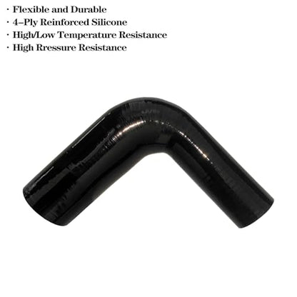 1.75"-2.5" 90 Degree Reducer Silicone Elbow Coupler 7" Leg Length - size: ID: 1.75" to 2.5" (45mm to 63mm)