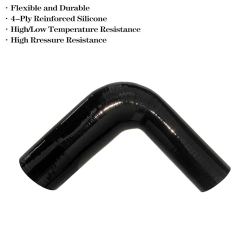 1.5"-2.5" 90 Degree Reducer Silicone Elbow Coupler 7" Leg Length - size: ID: 1.5" to 2.5" (38mm to 63mm)