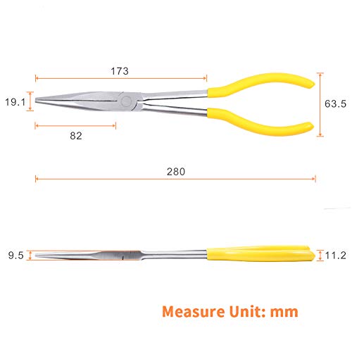 SPEEDWOX 11 Inches Long Reach Needle Nose Pliers Long Nose Pliers Straight Serrated Jaws - style: Straight
