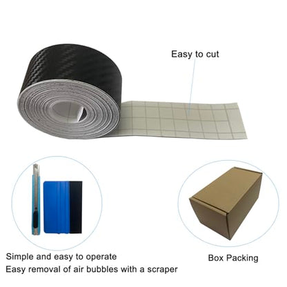 Carbon Fiber Vinyl Tape for Black Out Chrome Delete Window Trim with Tool Kit, Black Vinyl Wrap Tape Roll, Self-Adhesive Car Chrome Door Trim Delete Tape DIY Film (1 inches x 30 feet) - size: 1 inches x 30 feet