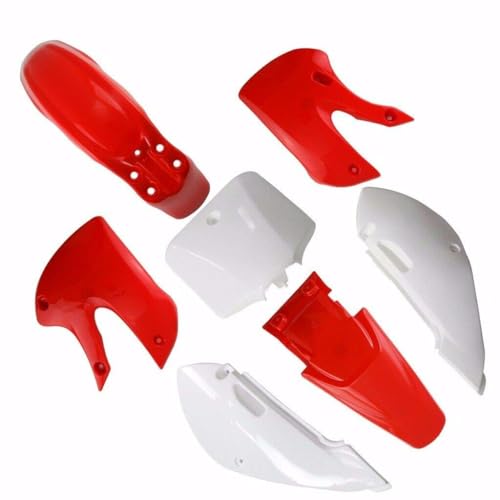 Fairing Kit Plastic Fender for KLX110 KX65 KLX 110 KX 65 DRZ110 RM65 Chinese 110cc 125cc 140cc 150cc 200cc Pit Dirt Bike Motorcycle Plastic Body Kit (Red and White plastics) - style: Red and White plastics