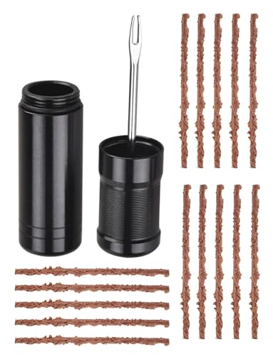 Tubeless Bike Tire Repair Kit for MTB & Road Bicycles - Quick Repair for Punctures & Flats, Includes Storage Canister, Plugger Tool & 15 Rubber Repair Strips, Essential Bicycle Tyre Repair Tool Set