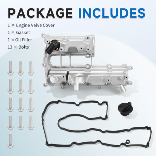 BM5Z6582A 1.6L Aluminum Engine Valve Cover with Gasket Compatible with 2013-2016 Ford Escape, 2014-2019 Fiesta, 2013-2015 Fusion, Transit Connect 2018-2019, Replace BM5Z-6582-A