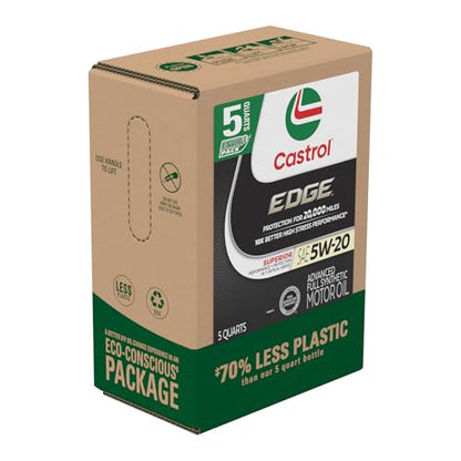 Castrol EDGE 5W-20 Advanced Full Synthetic Motor Oil, 5 Quarts, Eco Pack - size: 5 Quarts, Eco Pack