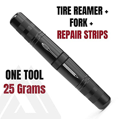 KOM Cycling Tubeless Tire Repair Kit for Bikes 8 Colors! Fixes Mountain Bike and Road Bicycle Tire Punctures - color: Black