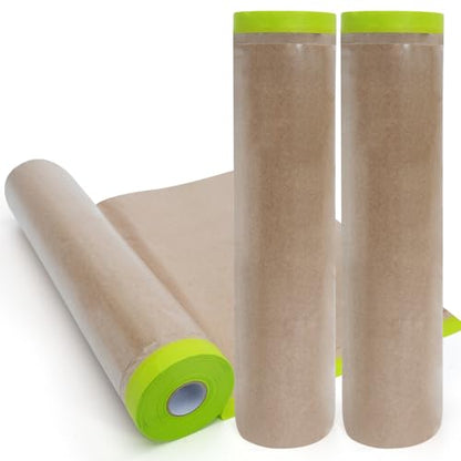 ADHES Pre-Taped Masking Paper for Painting 24in x 50ft x 3rolls - size: 24 inch x 50 feet