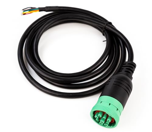 Green Type 2 J1939 Male to Open Pigtail 9pin Cable Truck Diagnostic Scanner Cable