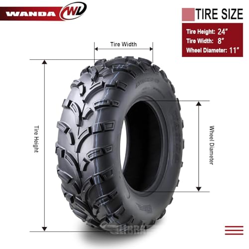 WANDA UTV ATV Tires 24x8-11 24x8x11 205/80-11 /6PR Lit Mud P373 Set 2-10426 - size: 24X8-11