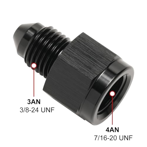 4AN Female to 3AN Male Flare Reducer Adapter Fitting Connector Aluminum Black - color: Black, size: 4AN Female to 3AN Male