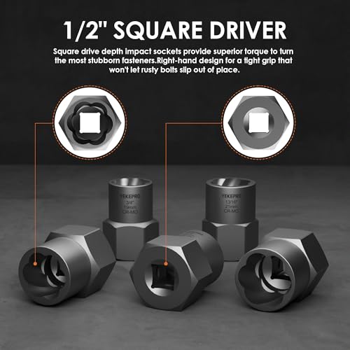 5-Piece Heavy Duty Bolt Extractor Set, 1/2" Drive Impact Lug Nut Remover Tool - size: 5-Piece Heavy Duty Remover
