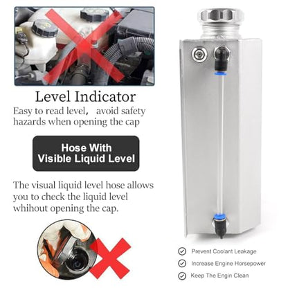 Universal 2L Coolant Overflow Tank,Aluminum Coolant Reservoir Tank, Sliver - size: 2L-Sliver