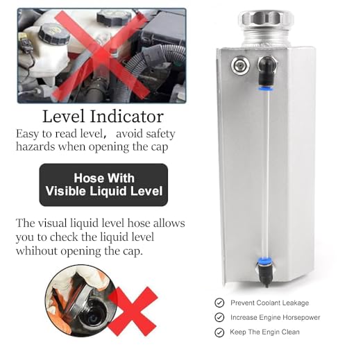 Universal 2L Coolant Overflow Tank,Aluminum Coolant Reservoir Tank, Sliver - size: 2L-Sliver