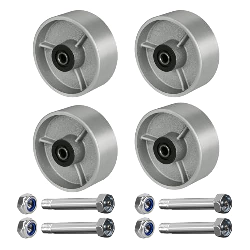 5" x 2" Industrial Casters, Steel Cast Iron Wheel - Heavy Duty Caster -Set of 4 Caster with 4000 lbs Capacity, Roller Bearing-1/2" Bore, Replacement Wheel for Platform Trucks(4 Pack) - style: 5"×2"
