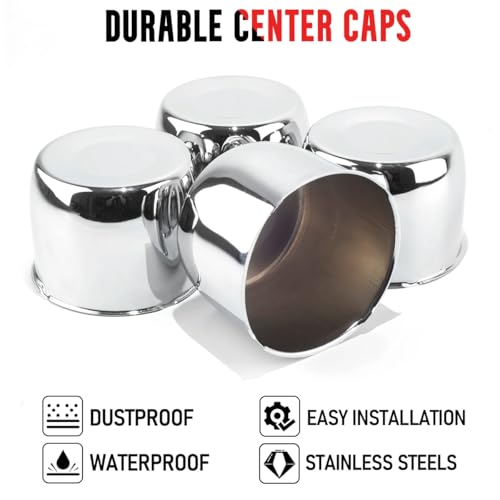 Rtrhinotuning Stainless Steel Push Through Center Caps 4.9" for Trailer Truck Rv Wheel Rims Chrome Trailer Hub Cap 3.66" Hight 4 PCS Wheel Center Caps - color: Chrome, size: 4.92" Center Hole, 3.66" Height