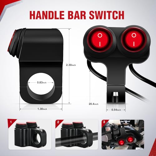 Nilight Motorcycle Handlebar Switch 12V Dual Push Button 22mm Waterproof - color: Motorcycle Handlebar Switch-Dual Control