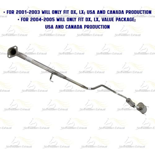 Exhaust Resonator Intermediate Pipe Muffler Kit Compatible for 2001-2005 Honda Civic 1.7L | Stainless Steel | Northeastern Exhaust | Includes Gasket, Clamp, Hangers, Bolt Kit | Direct-Fit Replacement