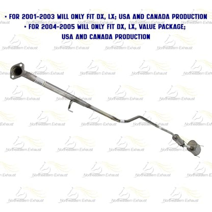 Exhaust Resonator Intermediate Pipe Muffler Kit Compatible for 2001-2005 Honda Civic 1.7L | Stainless Steel | Northeastern Exhaust | Includes Gasket, Clamp, Hangers, Bolt Kit | Direct-Fit Replacement