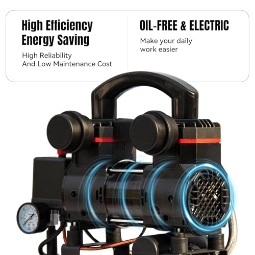 Portable Oil-Free Air Compressor 115 PSI, 110V Electric Hot Dog Compressor with 2.5 Gallon Tank, 120L/min (4.2 CFM) Quiet Air Compressor with Hose for Tire Inflation, Garage & Air Tools