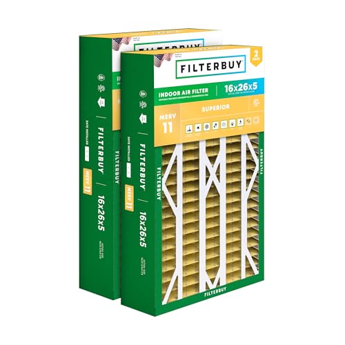 Filterbuy 16x26x5 Air Filter MERV 11 Pet & Allergy Defense (2-Pack) - size: 16x26x5
