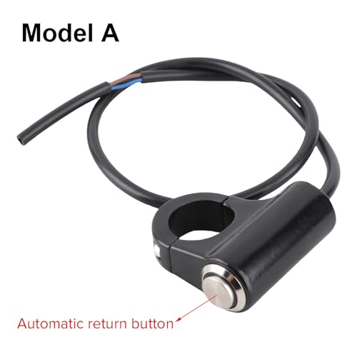 Handlebar ON/Off Switch, DC 10-12V to AC 220V Motorcycle 7/8” Start Button Weatherproof Aluminum Handlebar Light Switch (A Style Self Reset Button)