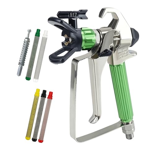 Airless Paint Sprayer Gun 3600 PSI High Pressure Spray Gun 517 Reversible Spray Tip and Nozzle Guard Gun Filter with Gun Repair Kit for Airless Spraying Machine - color: B-spray gun s3