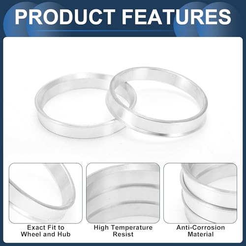 Car Wheel Hub Centric Rings OD 59.6mm to ID 54.1mm Wheels Center Shaft Shock Absorbing Hubrings Aluminum Alloy Silver Tone Durable - size: OD 59.6mm to ID 54.1mm