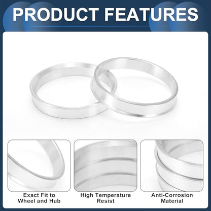 Car Wheel Hub Centric Rings OD 59.6mm to ID 54.1mm Wheels Center Shaft Shock Absorbing Hubrings Aluminum Alloy Silver Tone Durable - size: OD 59.6mm to ID 54.1mm