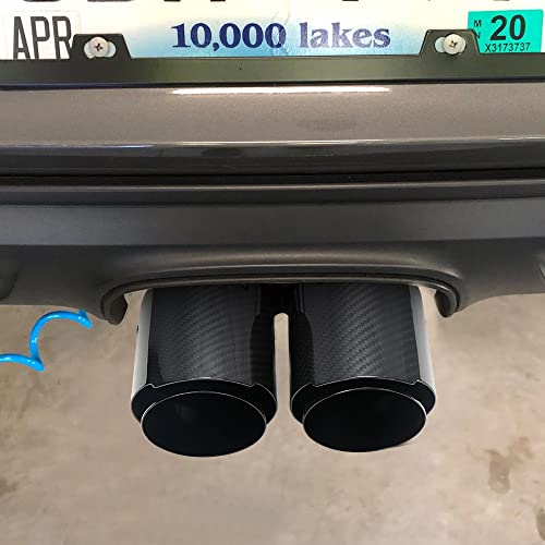 A-KARCK Carbon Fiber Exhaust Tip 2.5" Inlet to Dual 3.5" Outlet, High Temperature Resistance 9.8" Long Stainless Steel Tailpipe tip (Black Pipe and Black Shell) - style: Black & Black Shell