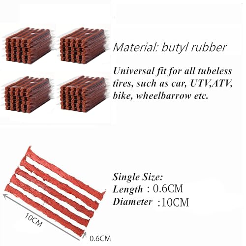 PINKJOY 90 Pack Tire Repair Strings Brown (100 x φ6 mm), Automotive Tool Tire Repair Plugs for Tubeless Off-Road Tires Car, Bike, ATV, UTV, Wheelbarrow, Mower - color: Brown