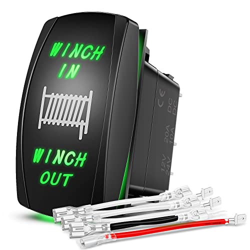 Nilight 7Pin Winch in Out Rocker Switch DPDT Momentary Toggle - color: Green, size: WINCH 7PIN