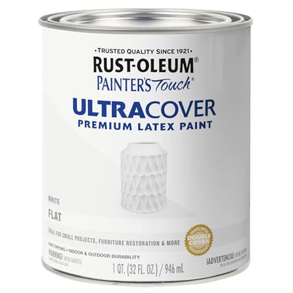 Rust-Oleum Painter's Touch Latex Brush-On Paint, Flat White - color: Flat White, size: 1 Quarts (Pack of 1)