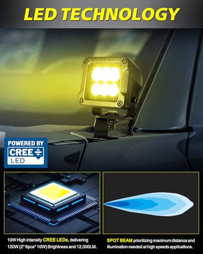 3 Inch Amber LED Pods 120W CREE LED Cubes Offroad Driving Lights - color: Yellow Spot, size: 3 Inch Cube