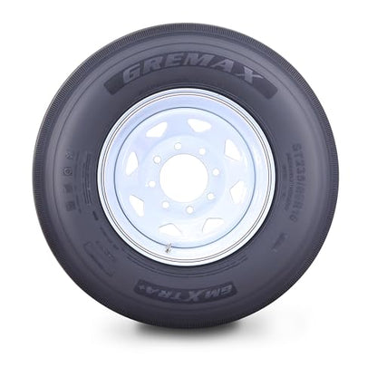 GREMAX All Steel Trailer Tire Wheel ST235/80R16 16PR 130M 8X6.5 White Spoke - size: ST235/80R16-16-Ply