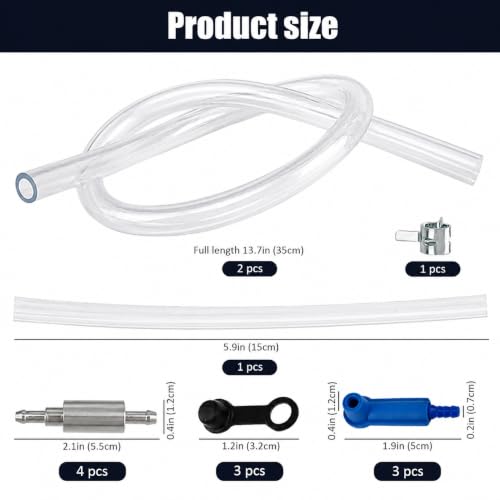 14 Pcs Brake Fluid Deflerator, Universal Brake Bleeder Kit with One Way Check Valve, Adapter,Hose,Caps & Clamps, Hydraulic Bleeding Tool for Car, Motorcycle and Clutch Systems