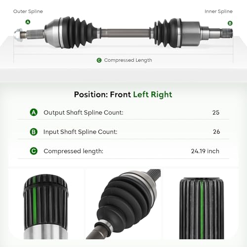 Front Left CV Axle Shaft Assembly fits for Ford Focus 2000-2011 2.0L, for Focus 2003-2004 2.3L, for 66-2143, 1 PCS Front Driver Side CV Axle