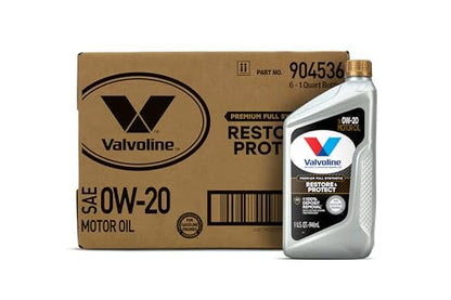 Valvoline Restore & Protect Full Synthetic 0W-20 Motor Oil 1 QT, Case of 6 - size: 1 QT, Pack of 6, style: Restore & Protect