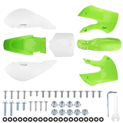 PRO BAT ABS Plastic Fender Fairing Body Work Kit Set - color: White&Green Plastic Fender Kit