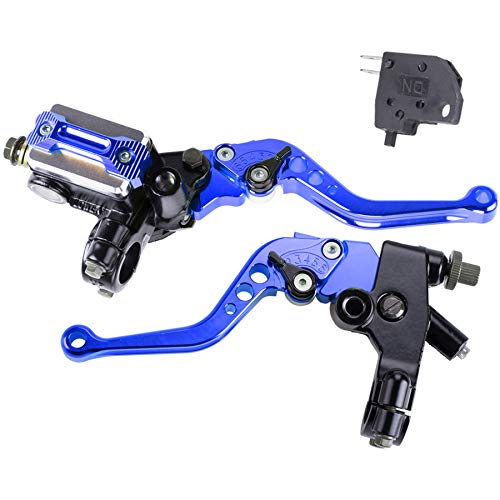 Universal Motorcycle 7/8" 22mm Handlebar Brake Master Cylinder Clutch Lever CNC Left & Right Set Compatible with Harley Honda Kawasaki Suzuki Yamaha（ Piston Diameter 12.7mm (Blue) - color: Blue